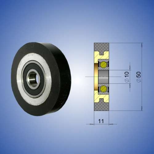 Pogumovaná kladka z oděruvzorné směsi